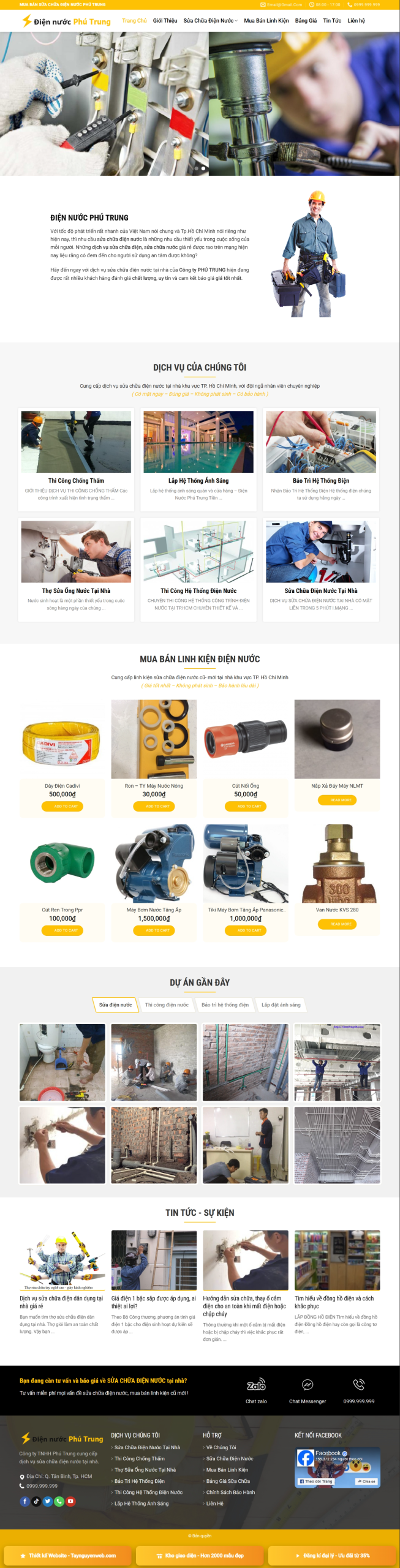 Mẫu giao diện website Điện Nước – theme linh kiện điện nước