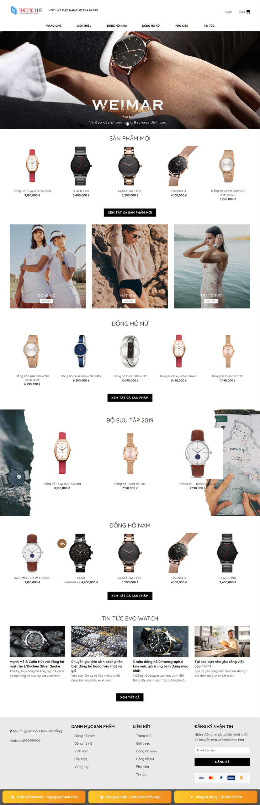 Mẫu giao diện website Đồng Hồ