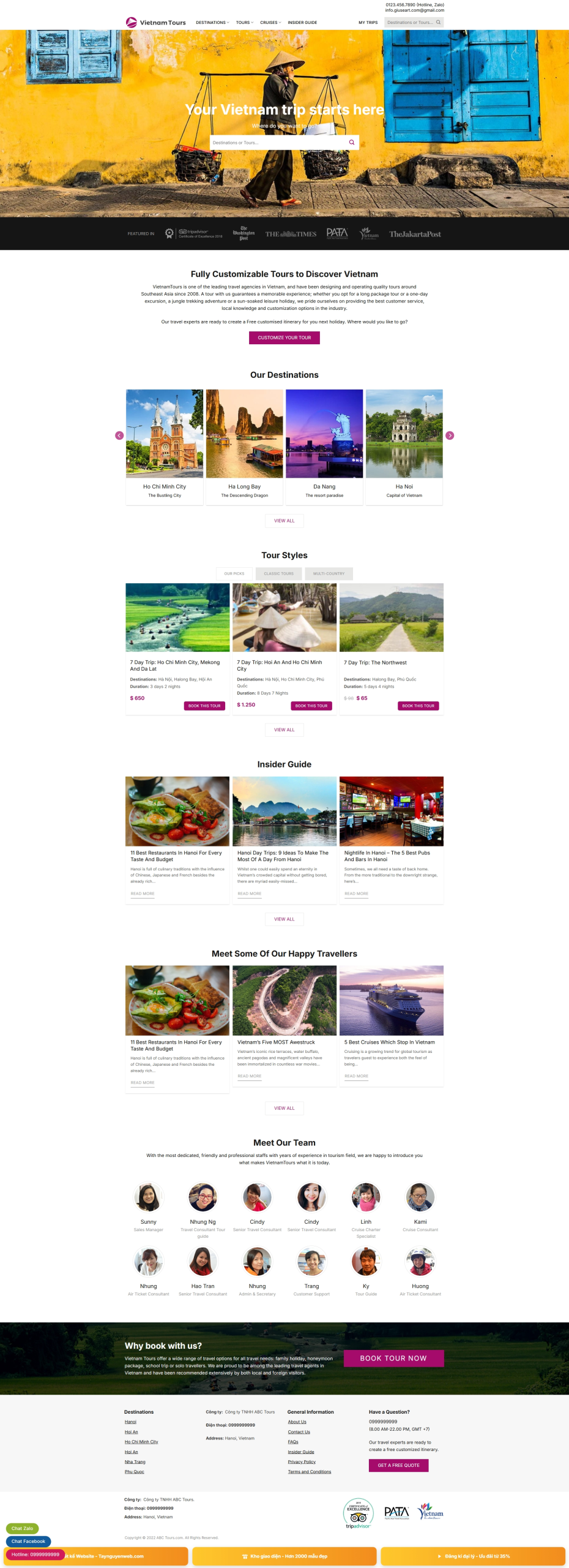 Mẫu giao diện Website Du Lịch – Tour & Trải Nghiệm