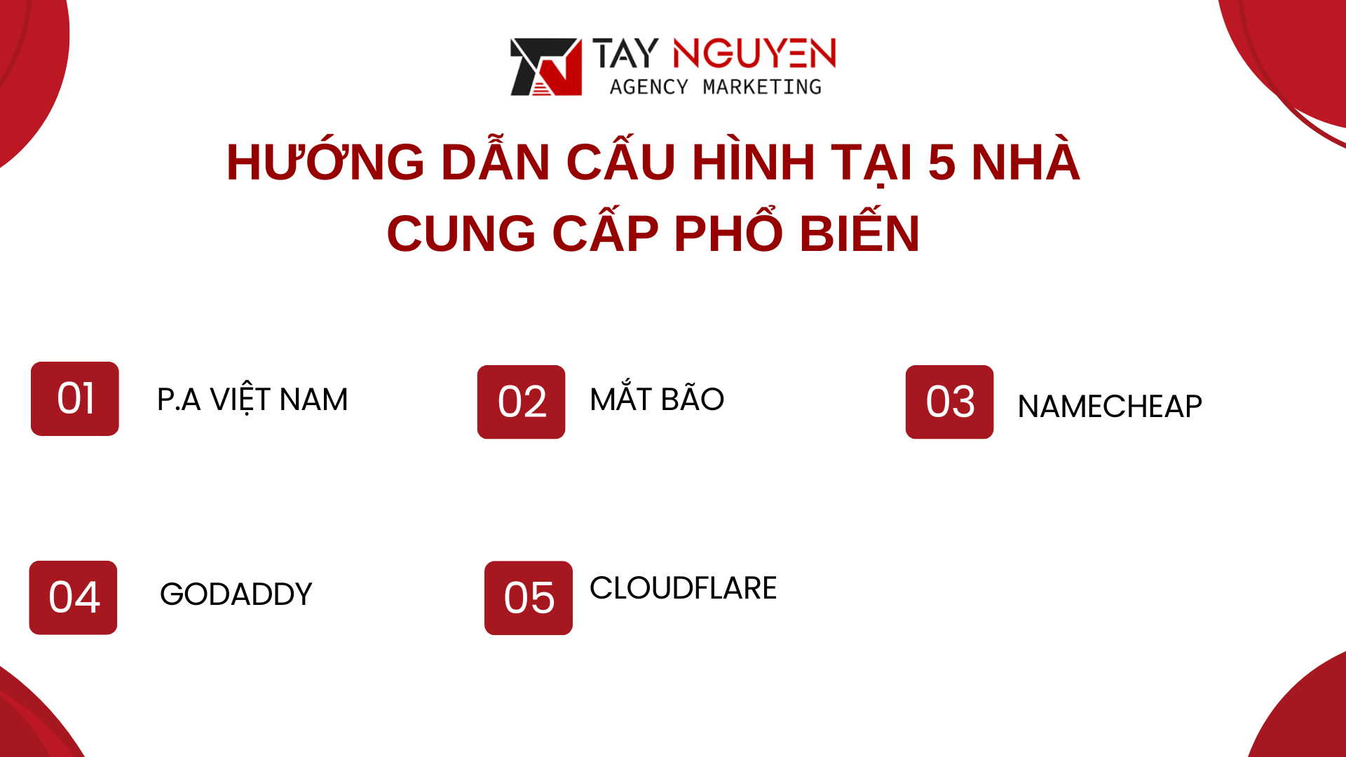 Hướng dẫn cấu hình tại 5 nhà cung cấp phổ biến