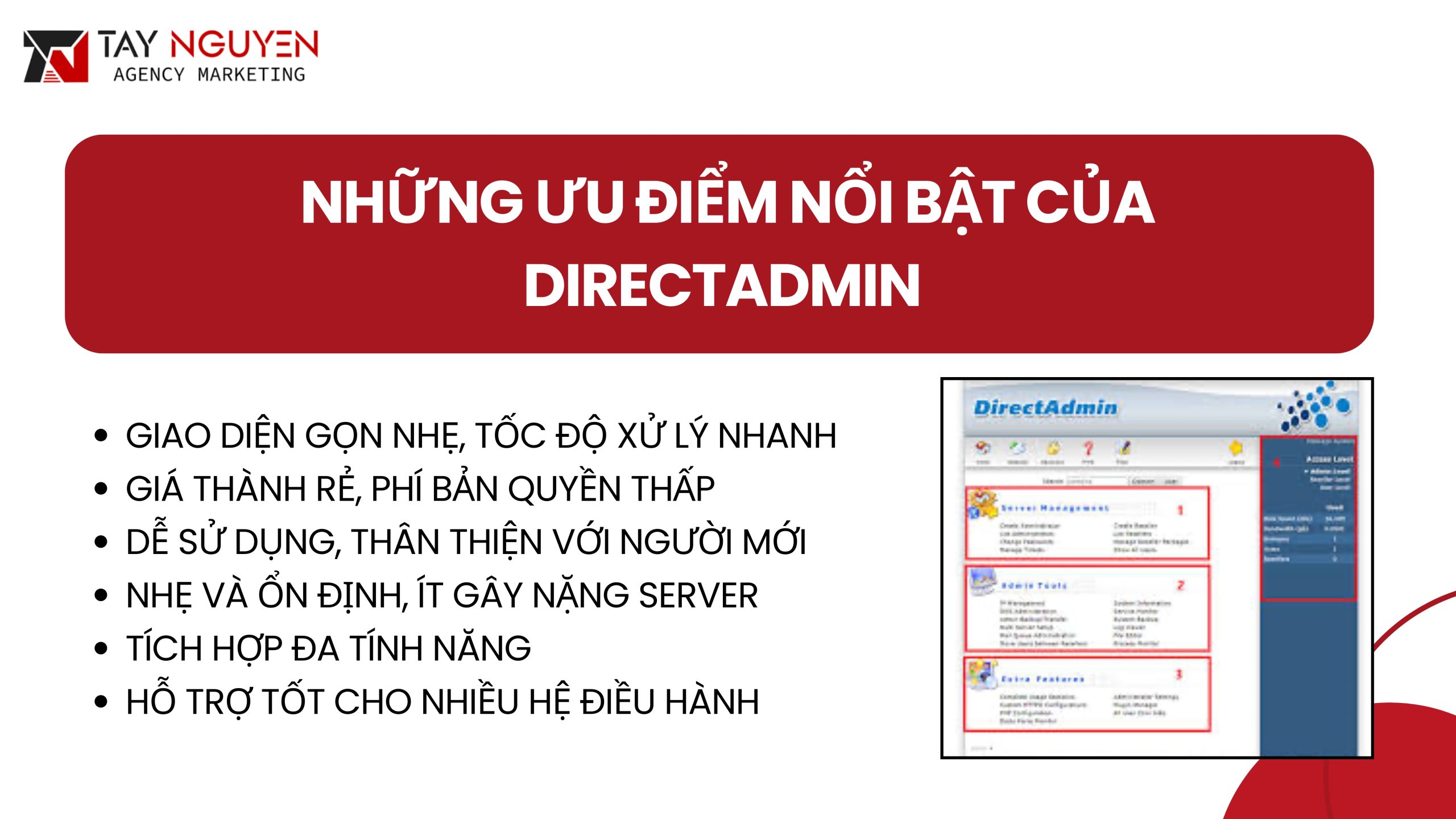 Những ưu điểm nổi bật của DirectAdmin so với các công cụ khác