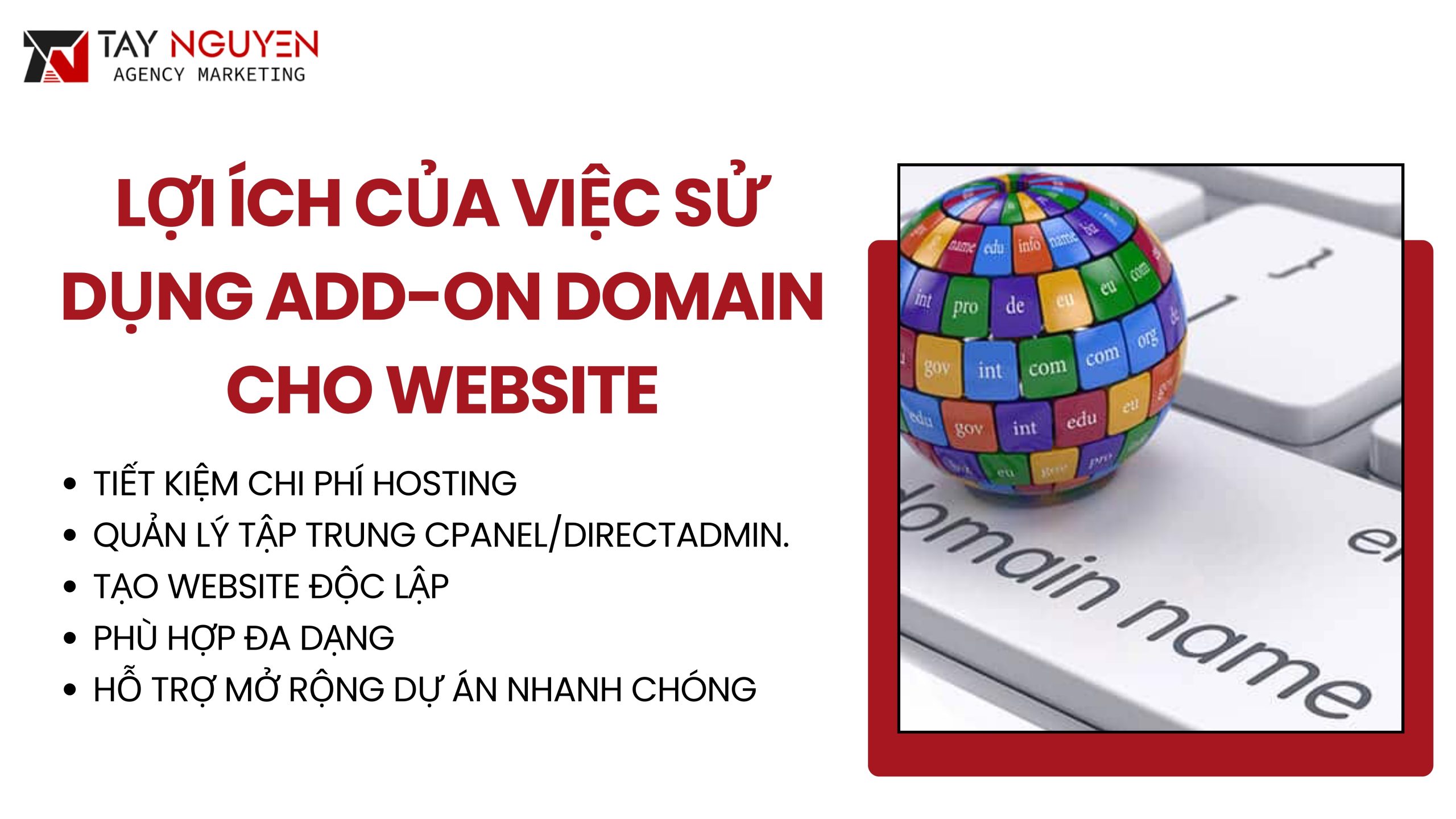 Lợi ích của việc sử dụng add-on domain cho website