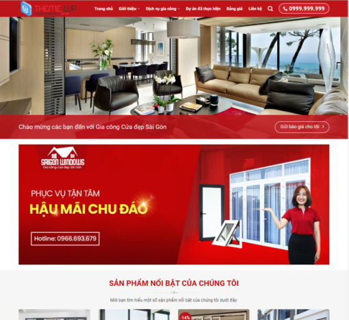 Mẫu Website Dịch Vụ - Nhôm Kính