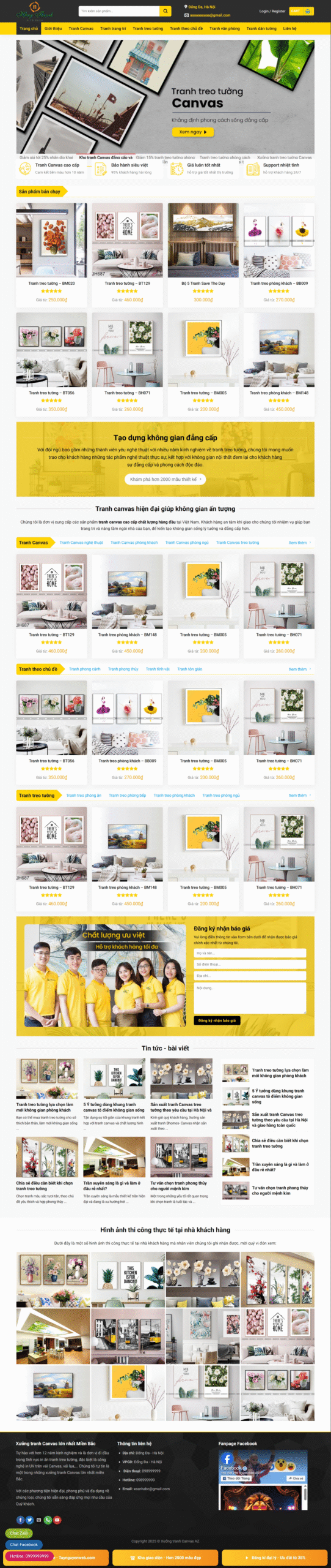 Mẫu giao diện website tranh tường