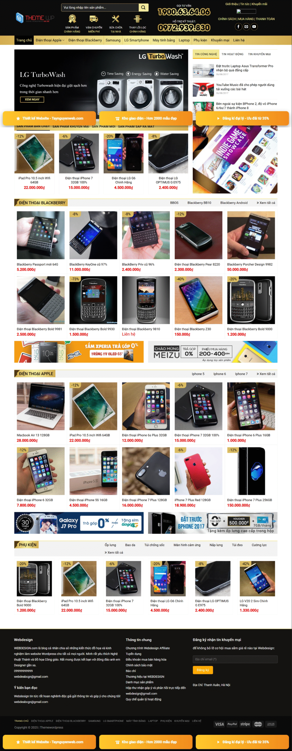 Mẫu giao diện website điện máy