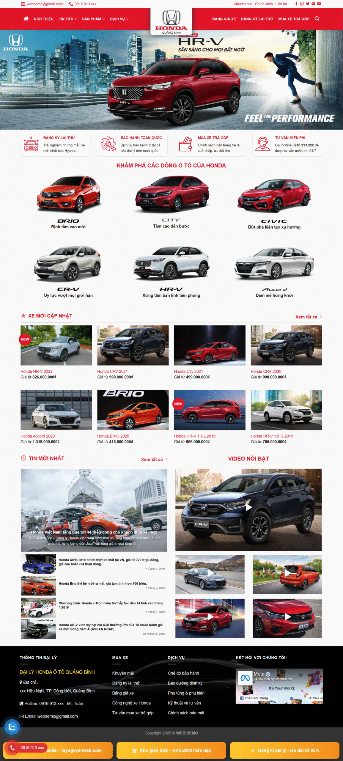 Mẫu giao diện website xe Honda 2