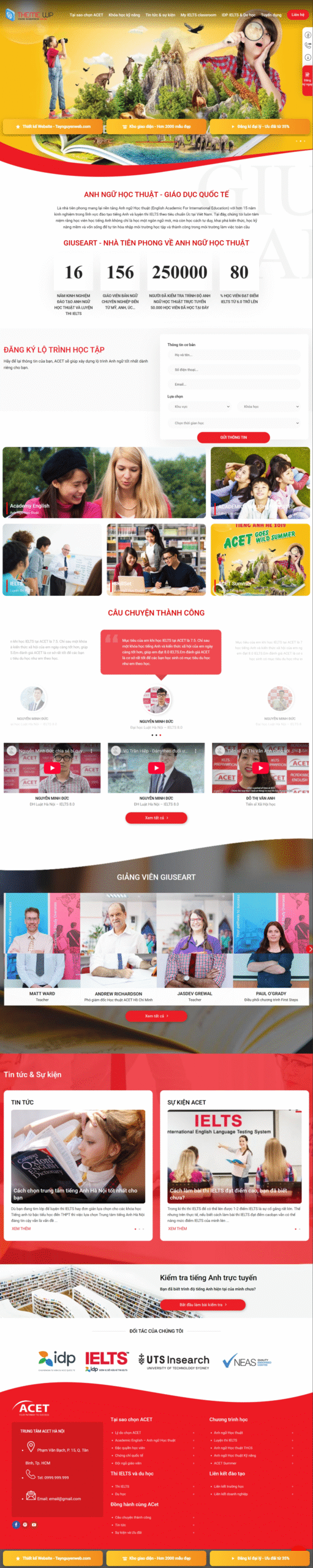 Mẫu giao diện website trung tâm tiếng anh