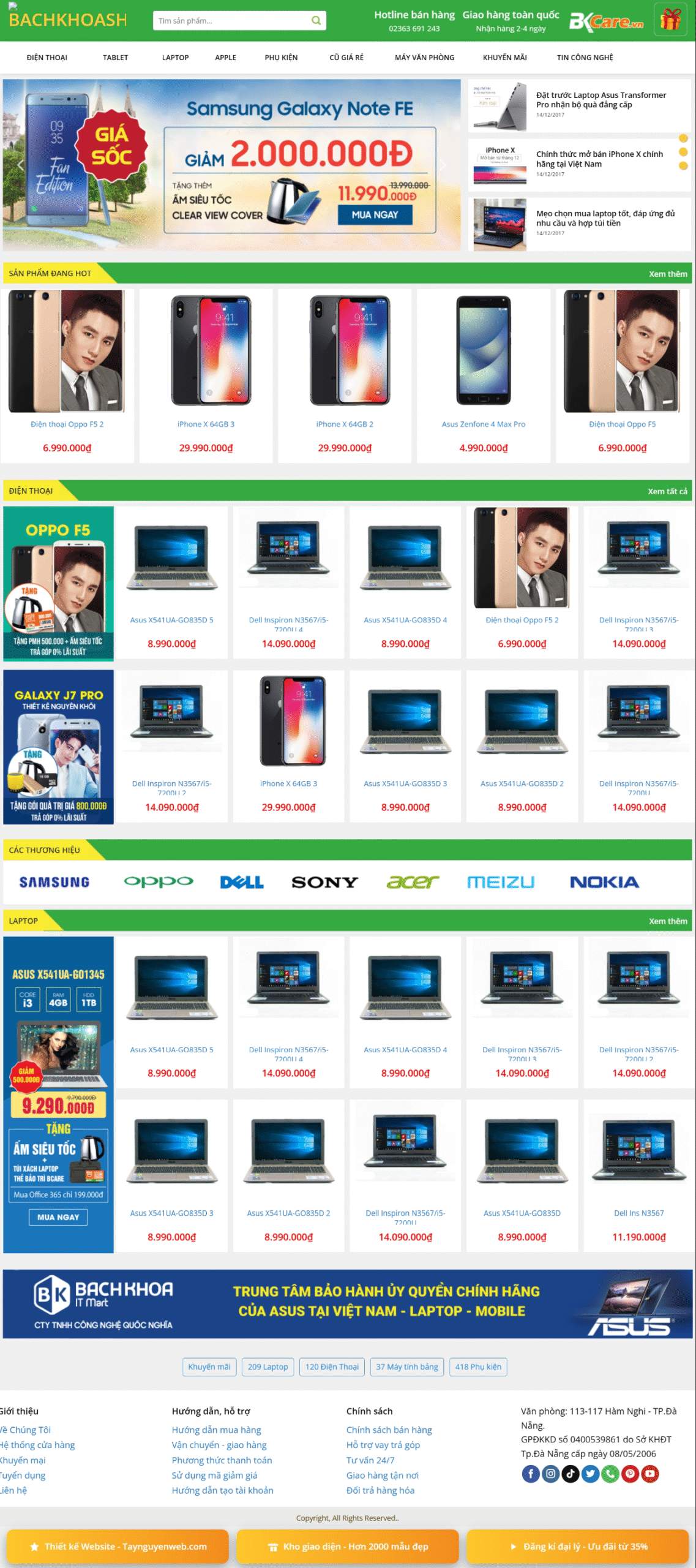 Mẫu giao diện website Bách Khoa Shop