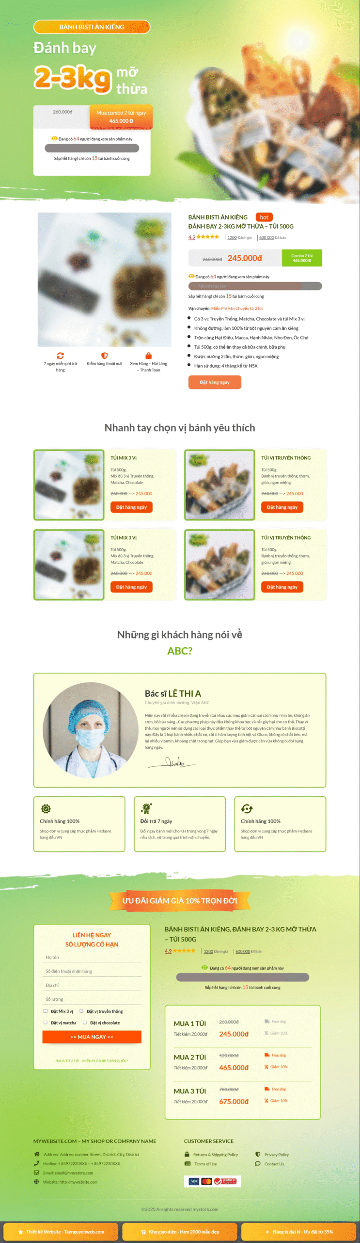 Mẫu giao diện website Bánh Ăn Kiêng