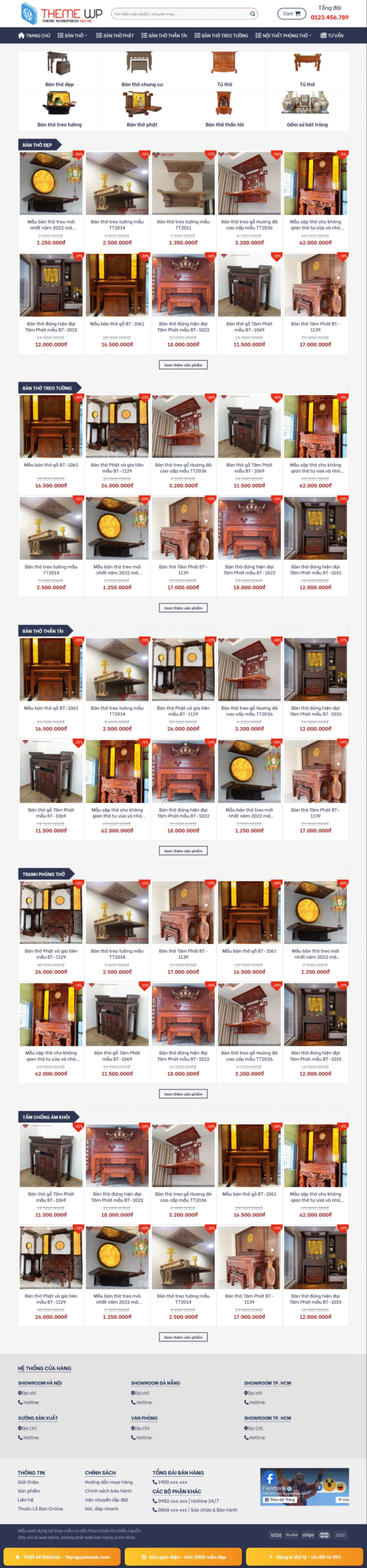 Mẫu giao diện website Bàn Thờ