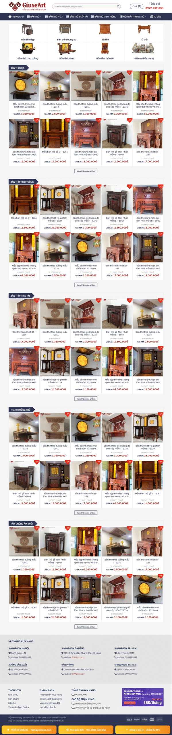 Mẫu giao diện website Bàn Thờ 1