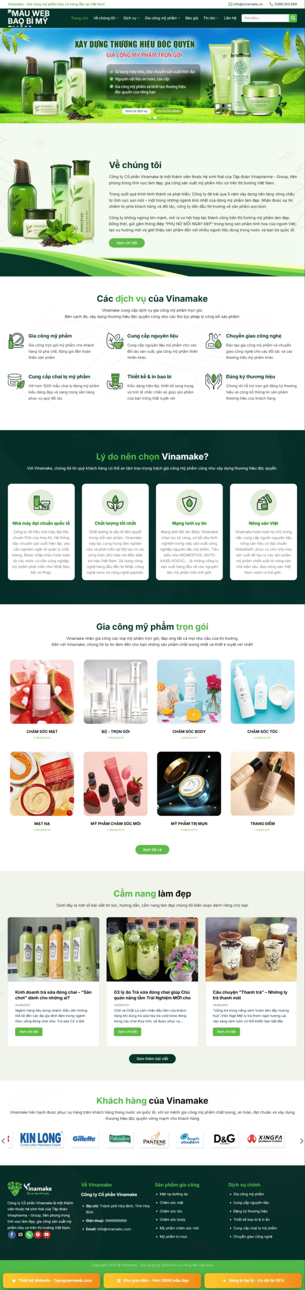 Mẫu giao diện website Bao Bì