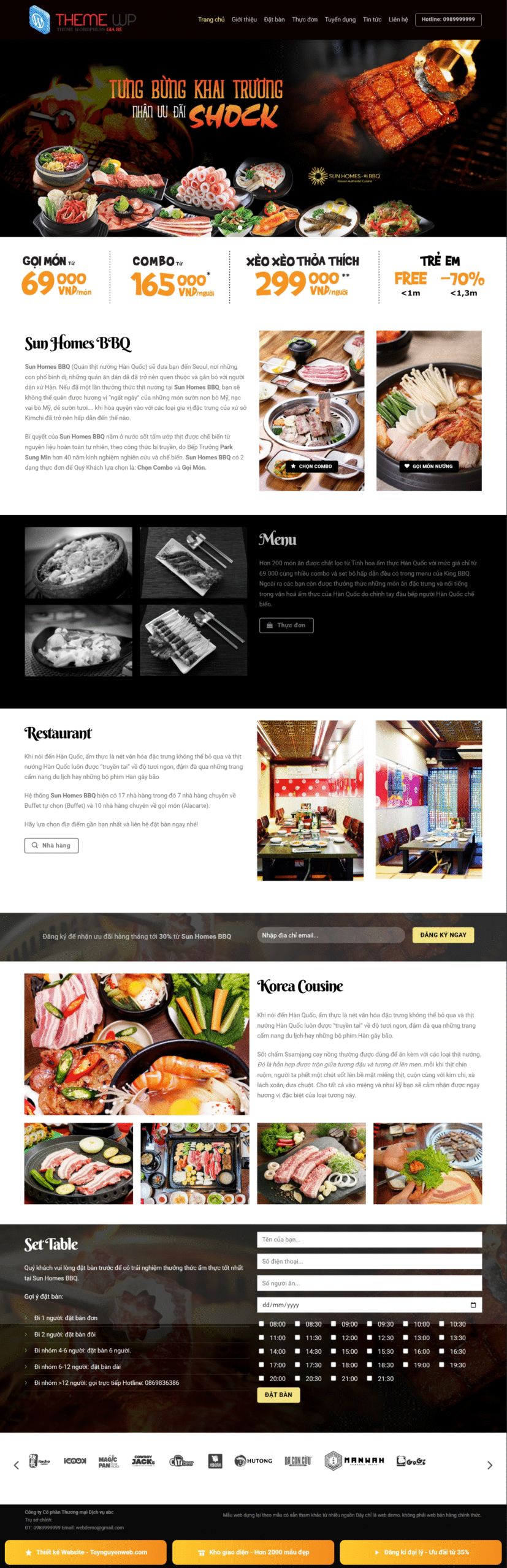 Mẫu giao diện website nhà hàng BBQ