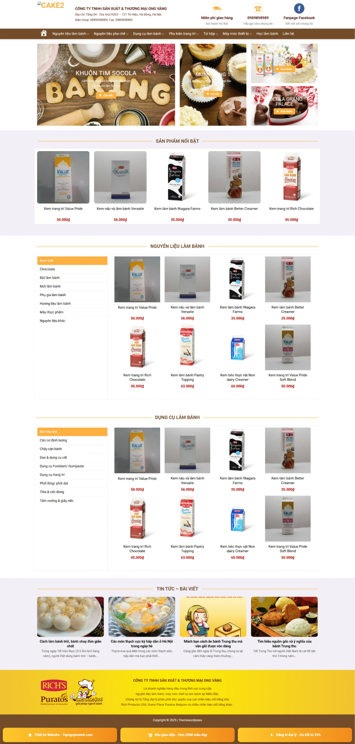 Mẫu giao diện website Cake 2