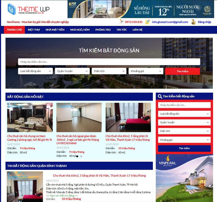 Mẫu giao diện website bất động sản