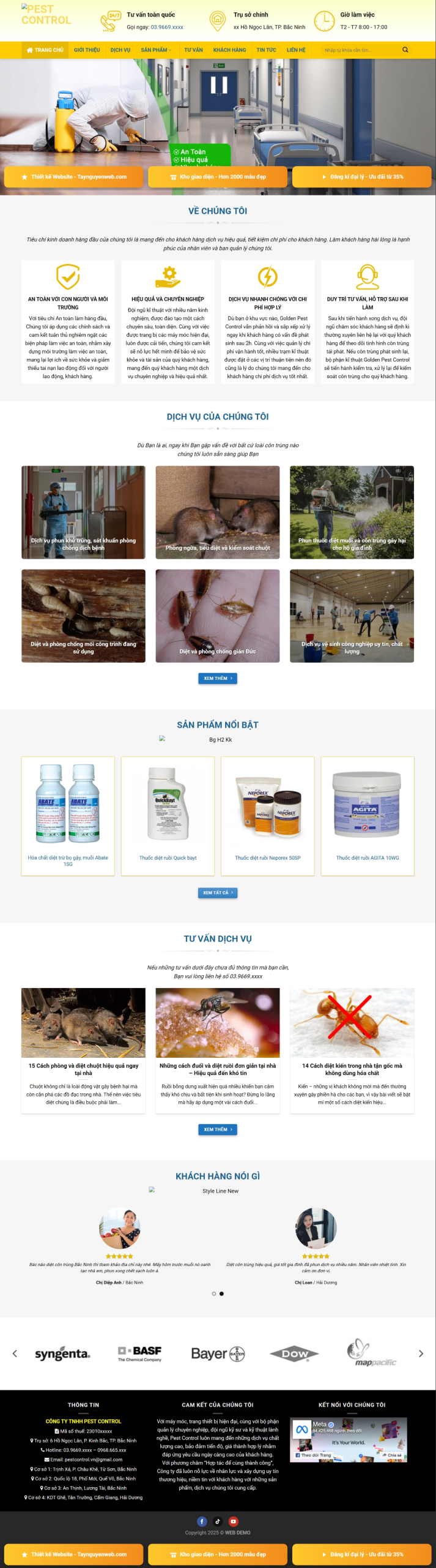 Mẫu giao diện website Diệt Côn Trùng