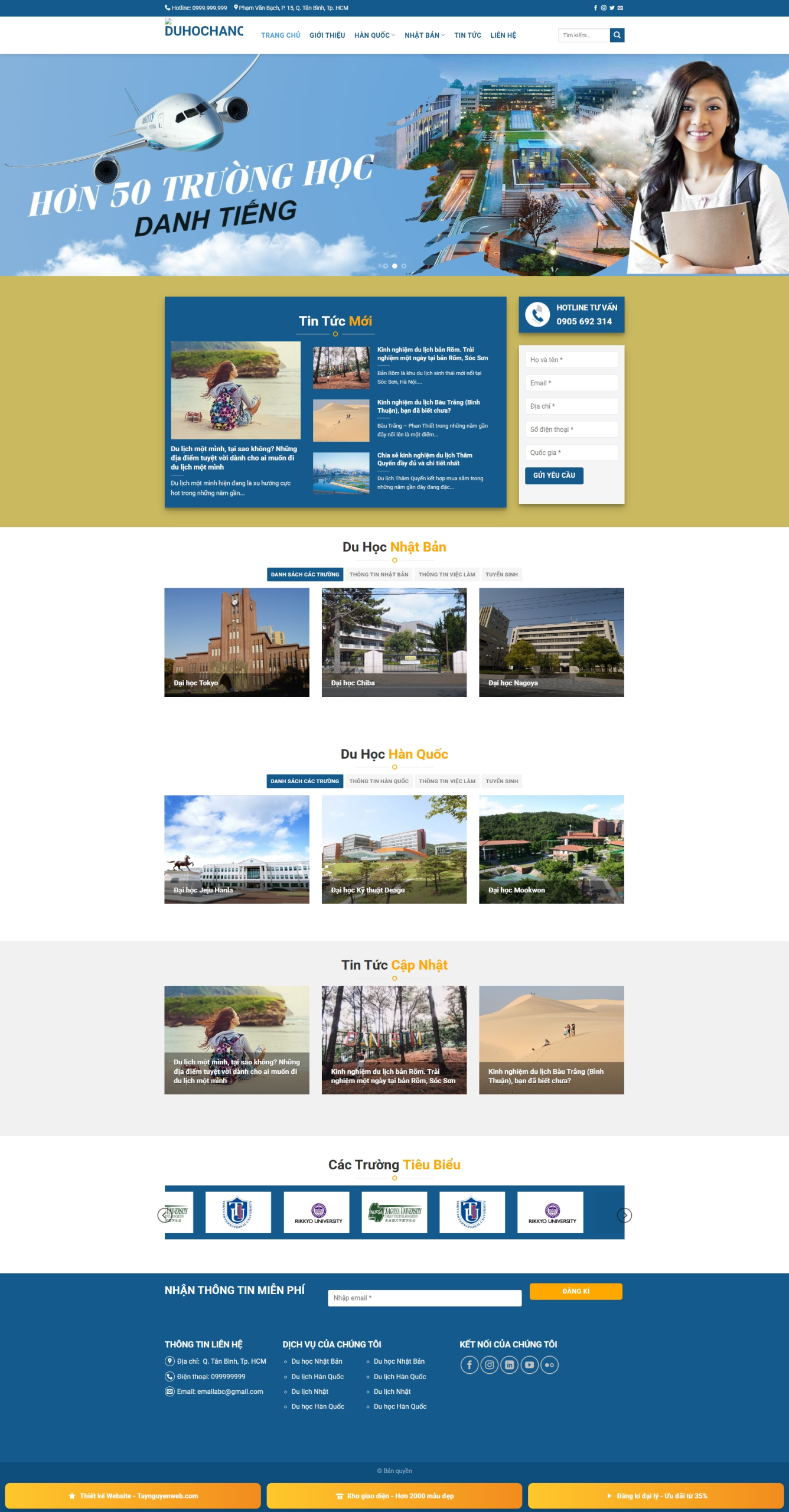 Mẫu giao diện website Du Học Hàn Quốc